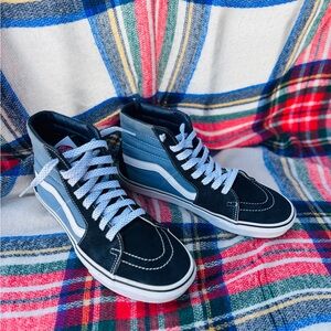 Vans Men's High-Top Sneakers - Navy and Light Blue